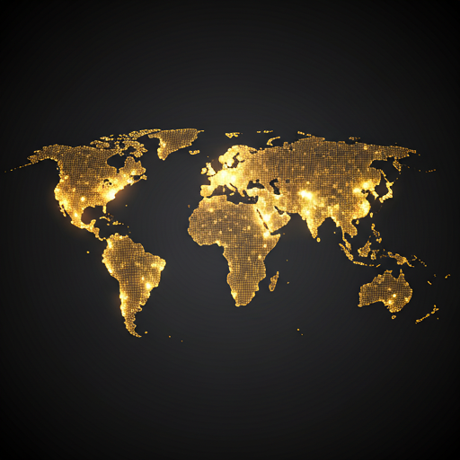 Digital world map showing KBTECH International Investments global financial hub presence